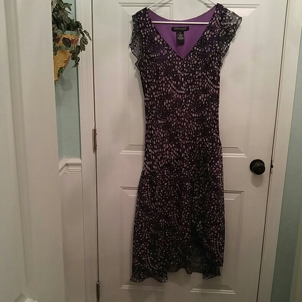 jonathan martin Purple Dot-Print Midi Dress